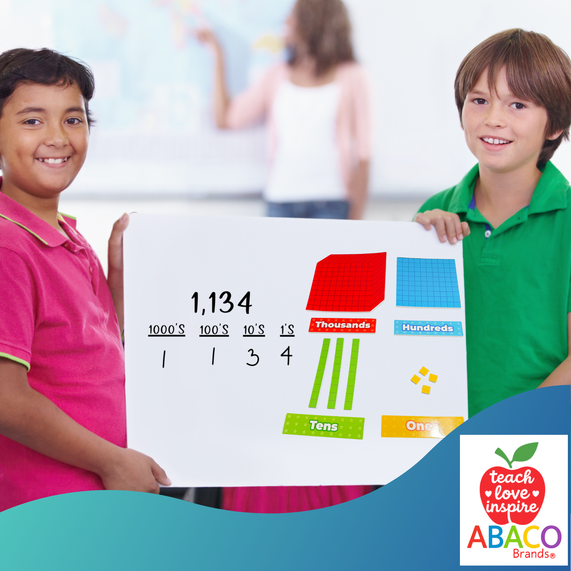 MAGNA-BLOCKS - Magnetic Base Ten Blocks Set for Math Learning, Manipulatives