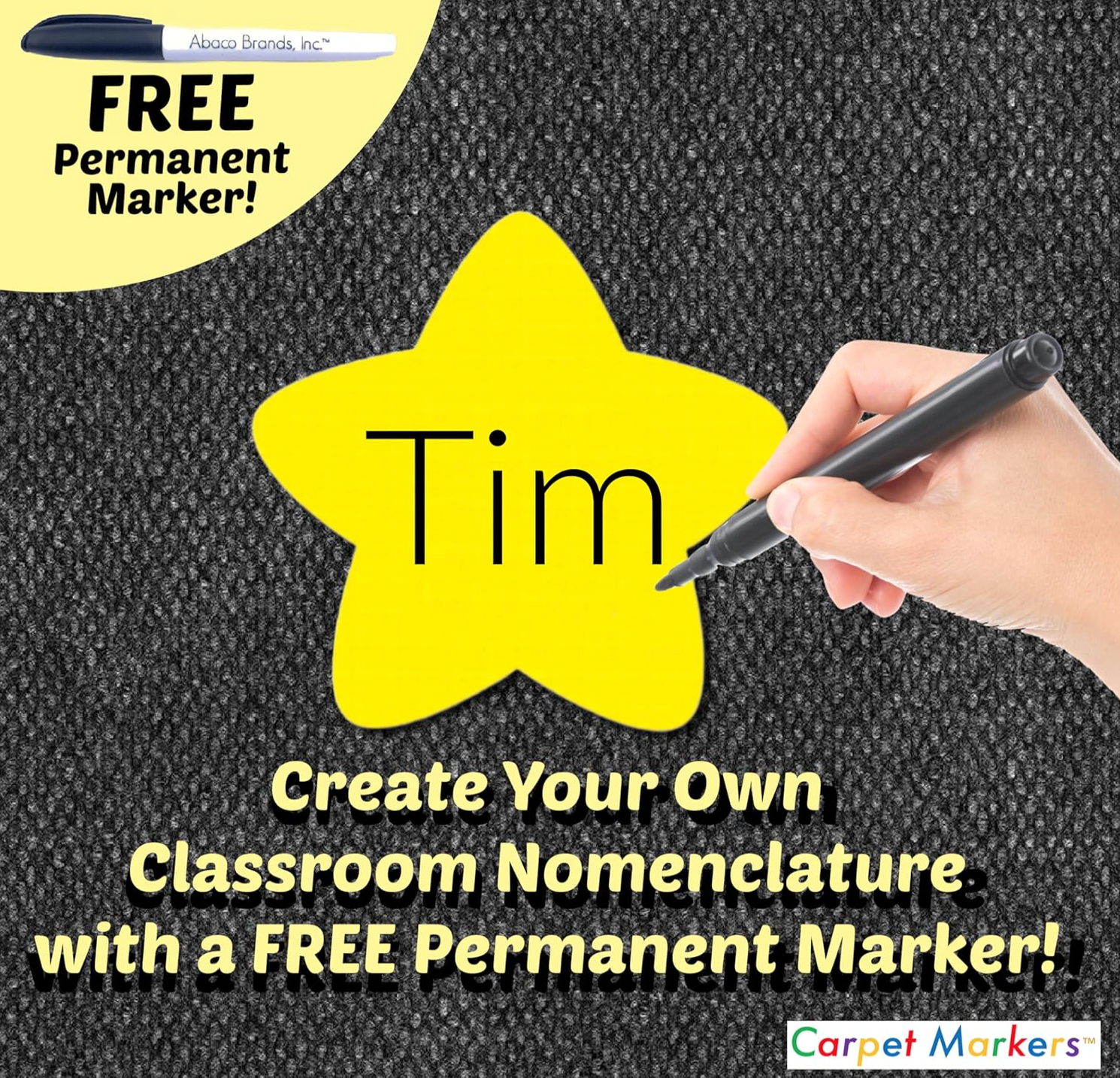 Carpet Markers 30 PACK GOLD STARS w/ BONUS PERMANENT MARKER