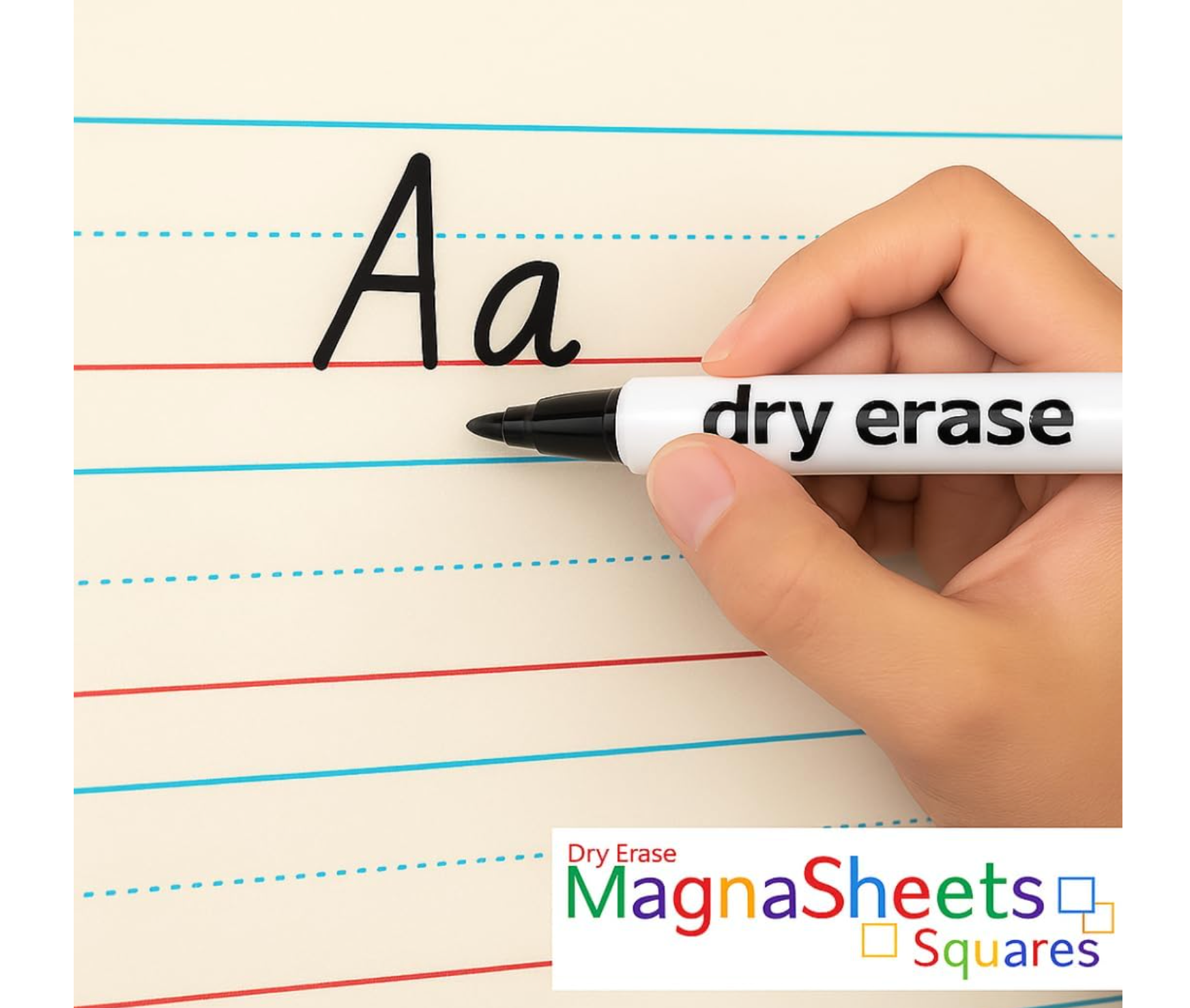 MagnaSheet Squares | 4 Panel Jumbo Magnetic Dry Erase Handwriting Paper