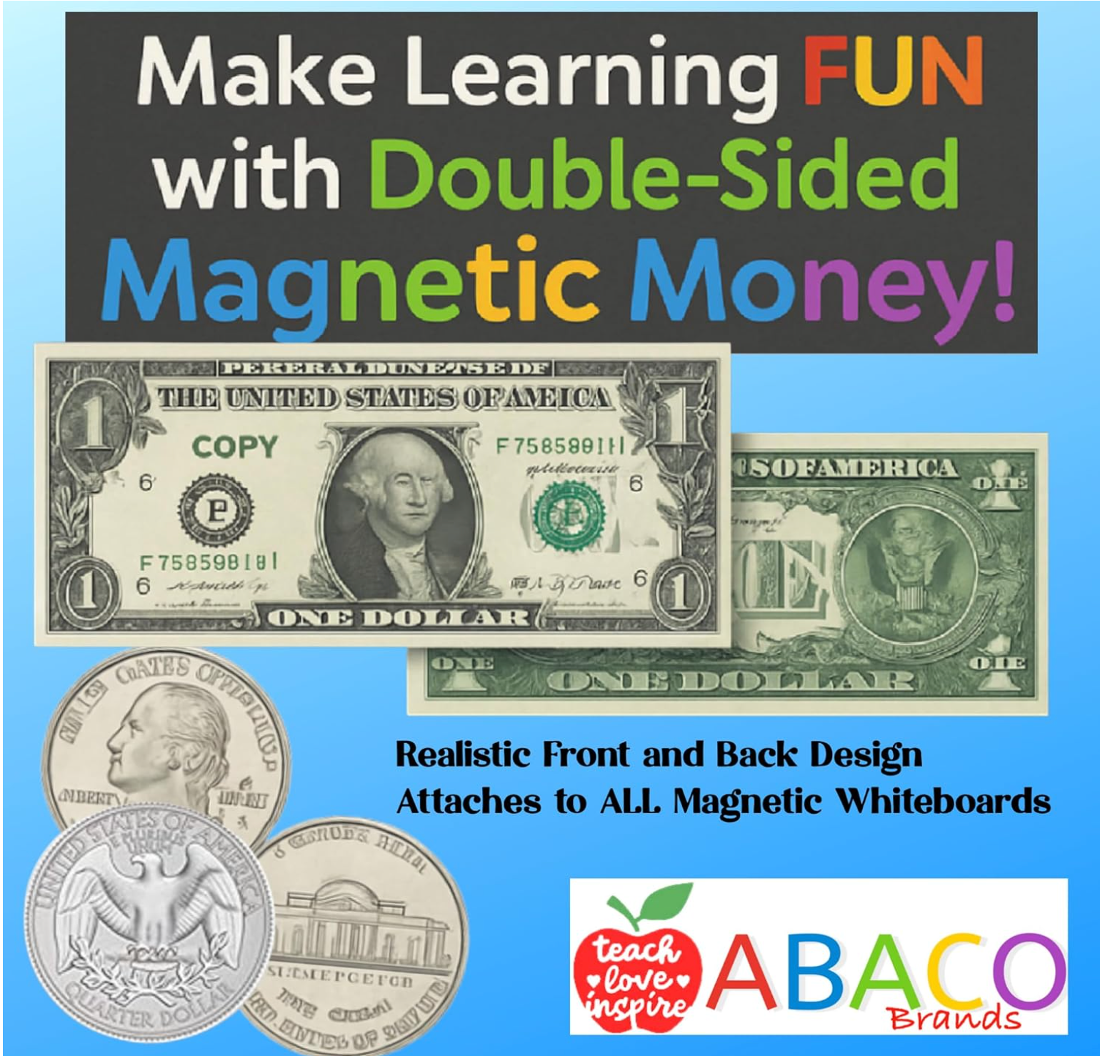 MAGNA-MONEY 48 PCS Large Double-Sided Magnetic Money