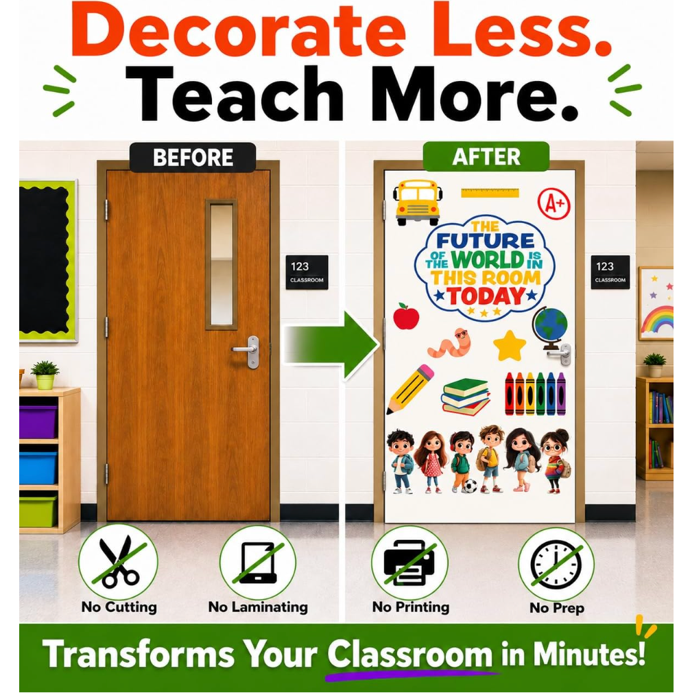 Hello Hallway Classroom Door Decorations for Teachers, Back to School | Reusable Peel & Stick Door & Whiteboard Decor Kit | Preschool Pre-K Kindergarten Classroom Decor | Teacher Supplies