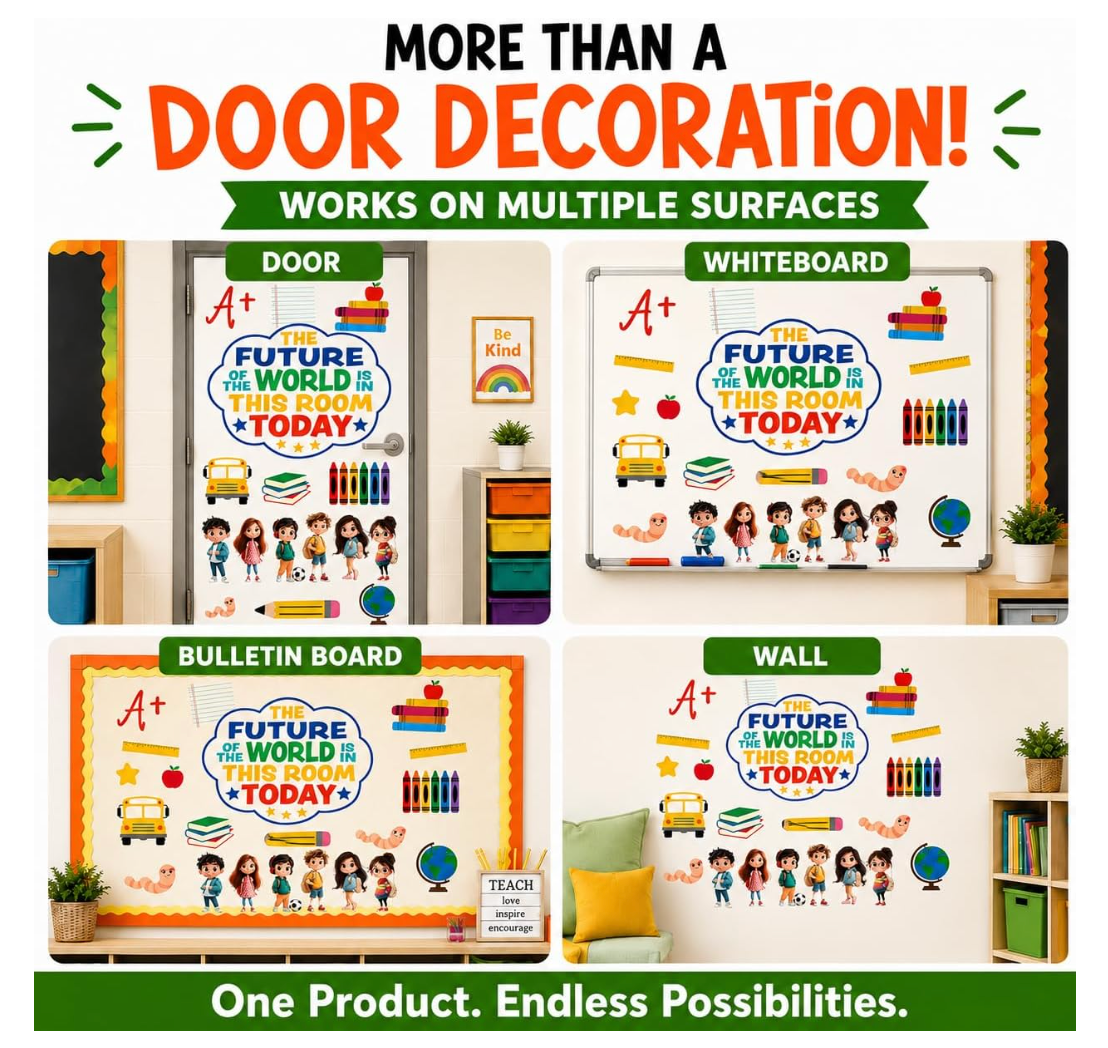 Hello Hallway Classroom Door Decorations for Teachers, Back to School | Reusable Peel & Stick Door & Whiteboard Decor Kit | Preschool Pre-K Kindergarten Classroom Decor | Teacher Supplies