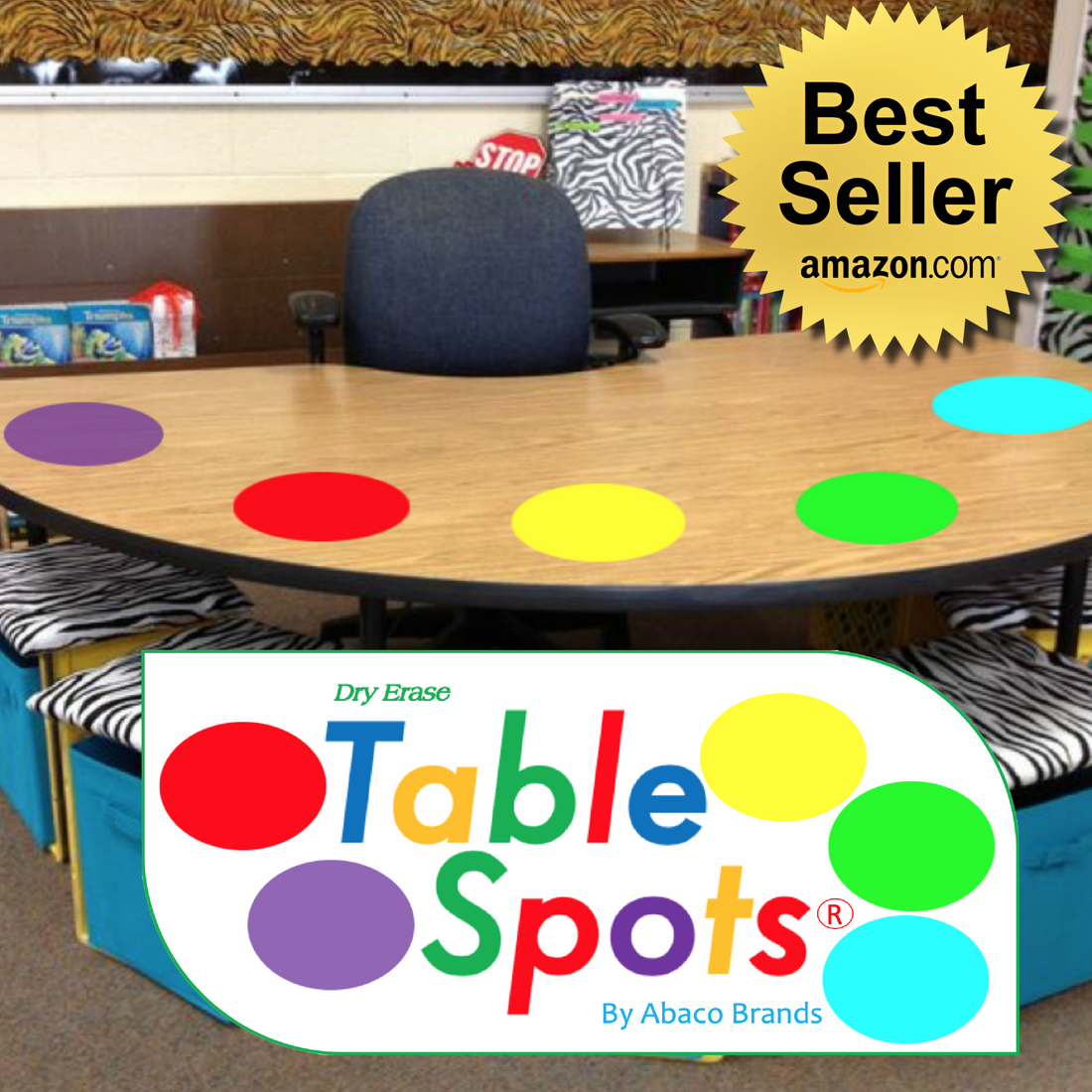 The Original TABLE SPOTS for Teachers | 10 PACK PET Vinyl - Complete Erase!