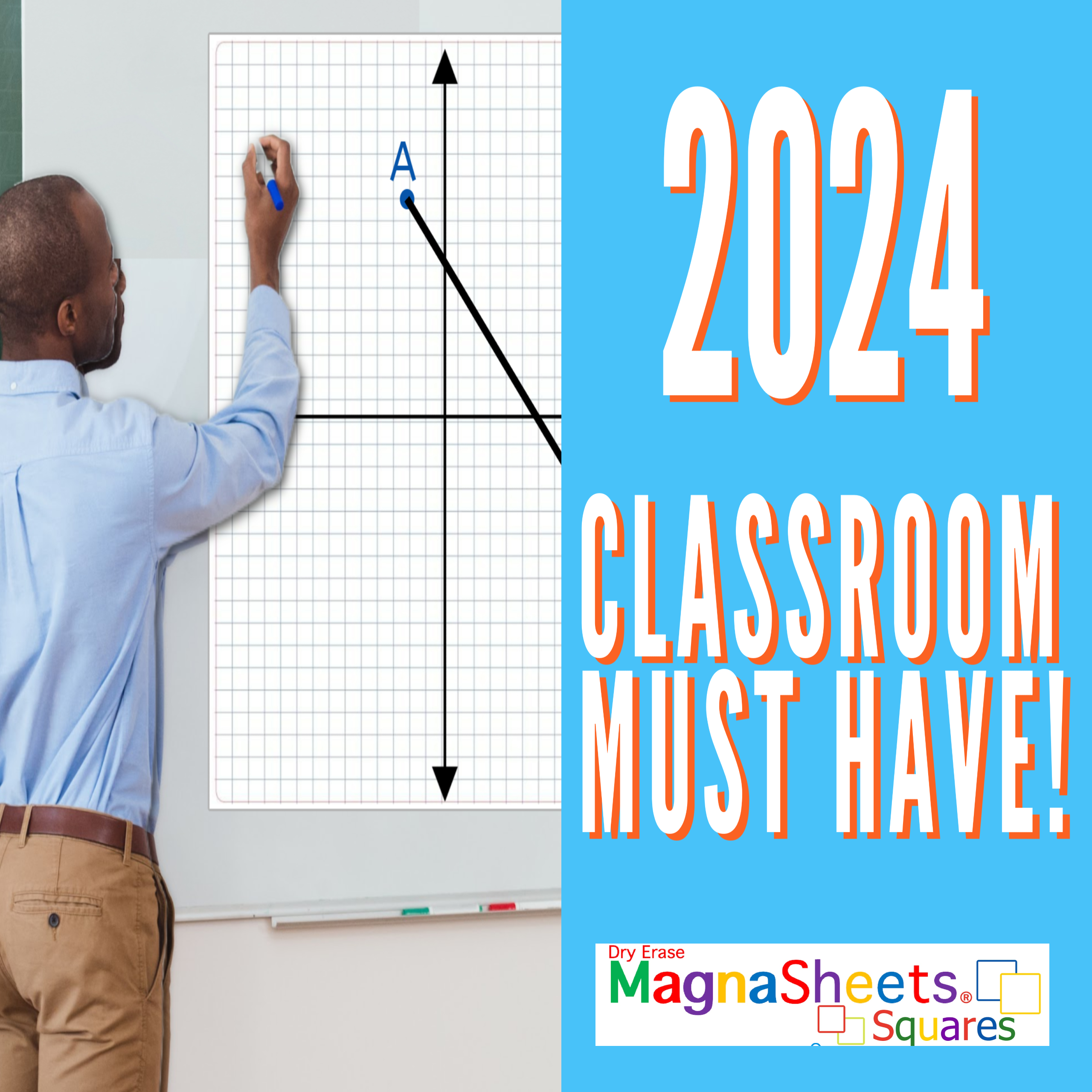 MagnaSheet Squares | 4 Panel Jumbo Graph Paper 22x28 Inches