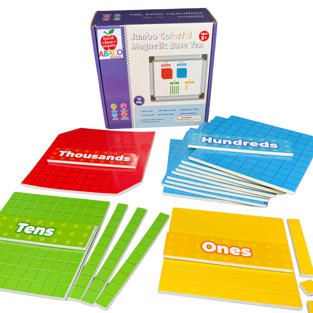 MAGNA-BLOCKS - Magnetic Base Ten Blocks Set for Math Learning, Manipulatives