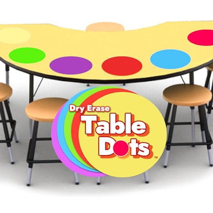 Large 12 Inch Table Dots Dry Erase Circles Spots for Classroom Teachers  | 10 Pack | 5 Colorful Stickers | Removable Desktop Whiteboard White Board Tabletop Must Have