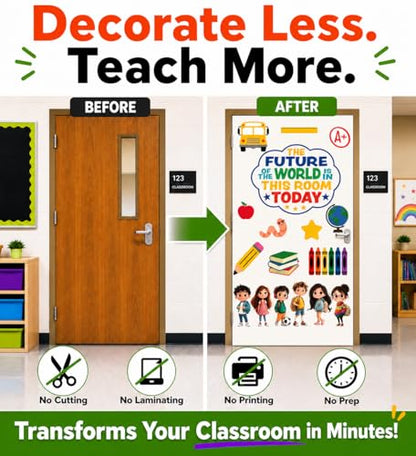 Hello Hallway Classroom Door Decorations for Teachers, Back to School | Reusable Peel &amp; Stick Door &amp; Whiteboard Decor Kit | Preschool Pre-K Kindergarten Classroom Decor | Teacher Supplies