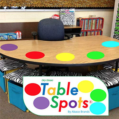 Table Spots 12" Dry Erase Circles for Classroom Desks, Premium PET Vinyl Surface Won&
