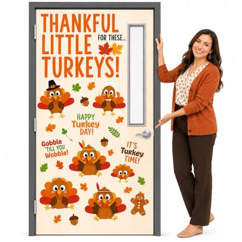 Hello Hallway Classroom Door Decorations for Teachers, Thanksgiving | Reusable Peel &amp; Stick Door &amp; Whiteboard Decor Kit | Preschool Pre-K Kindergarten Classroom Wall Decor
