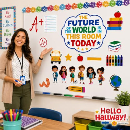 Hello Hallway Classroom Door Decorations for Teachers, Back to School | Reusable Peel &amp; Stick Door &amp; Whiteboard Decor Kit | Preschool Pre-K Kindergarten Classroom Decor | Teacher Supplies