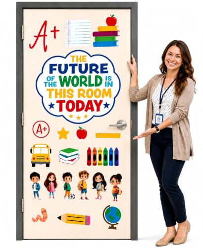 Hello Hallway Classroom Door Decorations for Teachers, Back to School | Reusable Peel &amp; Stick Door &amp; Whiteboard Decor Kit | Preschool Pre-K Kindergarten Classroom Decor | Teacher Supplies