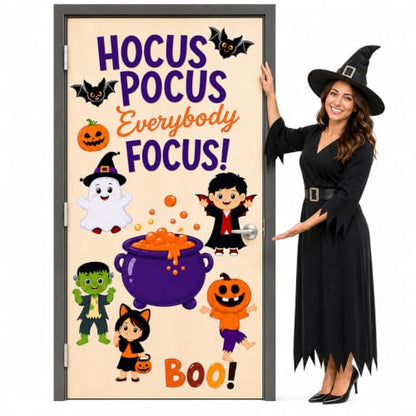 HELLO HALLWAY Classroom Door Decorations for Teachers, Halloween Theme | Reusable Peel &amp; Stick Classroom Door Decor Kit | Preschool, Pre-K &amp; Kindergarten Classroom Decor | Teacher Supplies