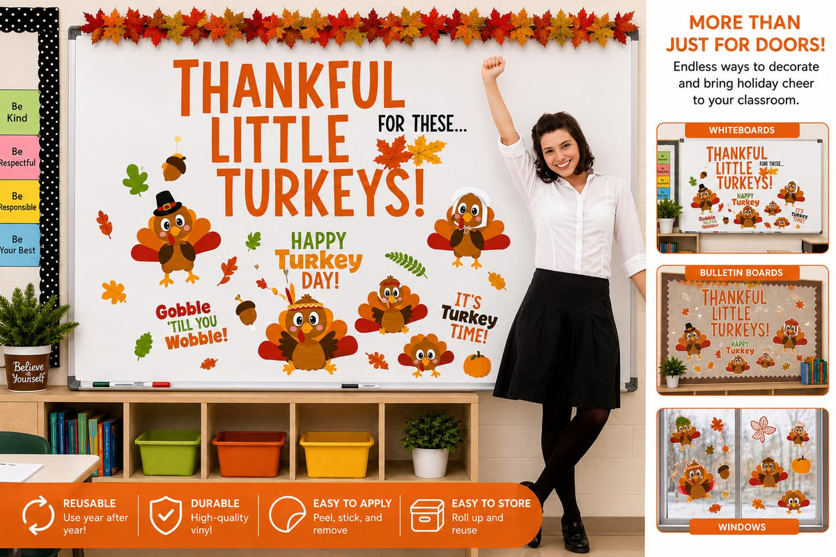 Hello Hallway Classroom Door Decorations for Teachers Seasonal Holiday 4-Pack Value | Peel &amp; Stick Reusable Door &amp; Whiteboard Decor | Preschool Pre-K Kindergarten | Teacher Supplies