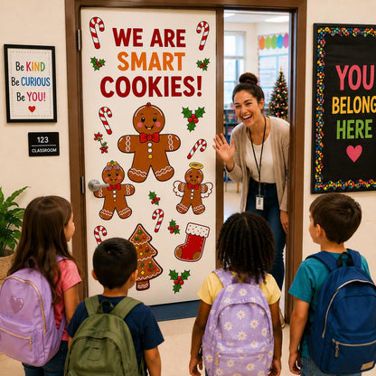 Hello Hallway Classroom Door Decorations for Teachers Seasonal Holiday 4-Pack Value | Peel &amp; Stick Reusable Door &amp; Whiteboard Decor | Preschool Pre-K Kindergarten | Teacher Supplies