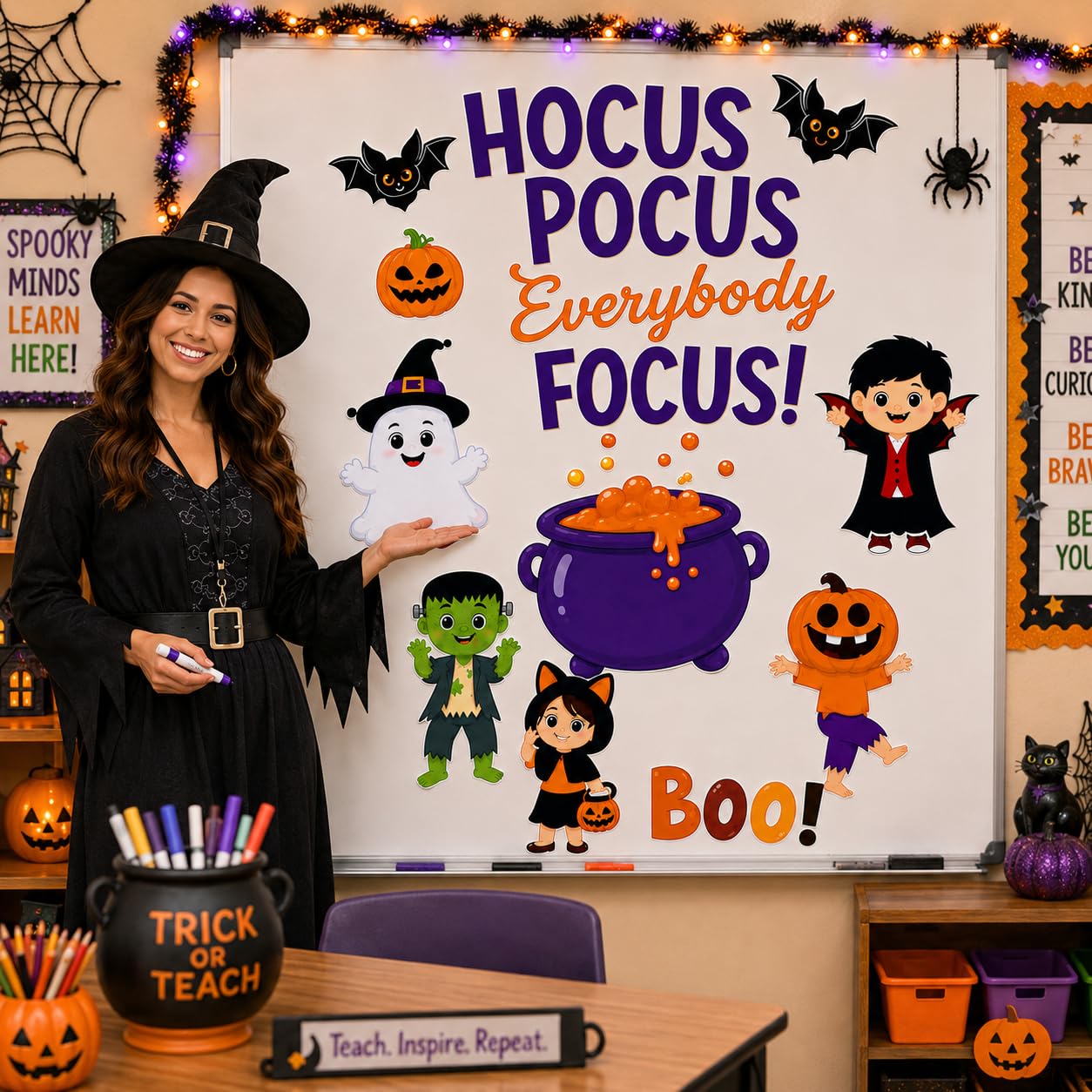 Hello Hallway Classroom Door Decorations for Teachers Seasonal Holiday 4-Pack Value | Peel &amp; Stick Reusable Door &amp; Whiteboard Decor | Preschool Pre-K Kindergarten | Teacher Supplies