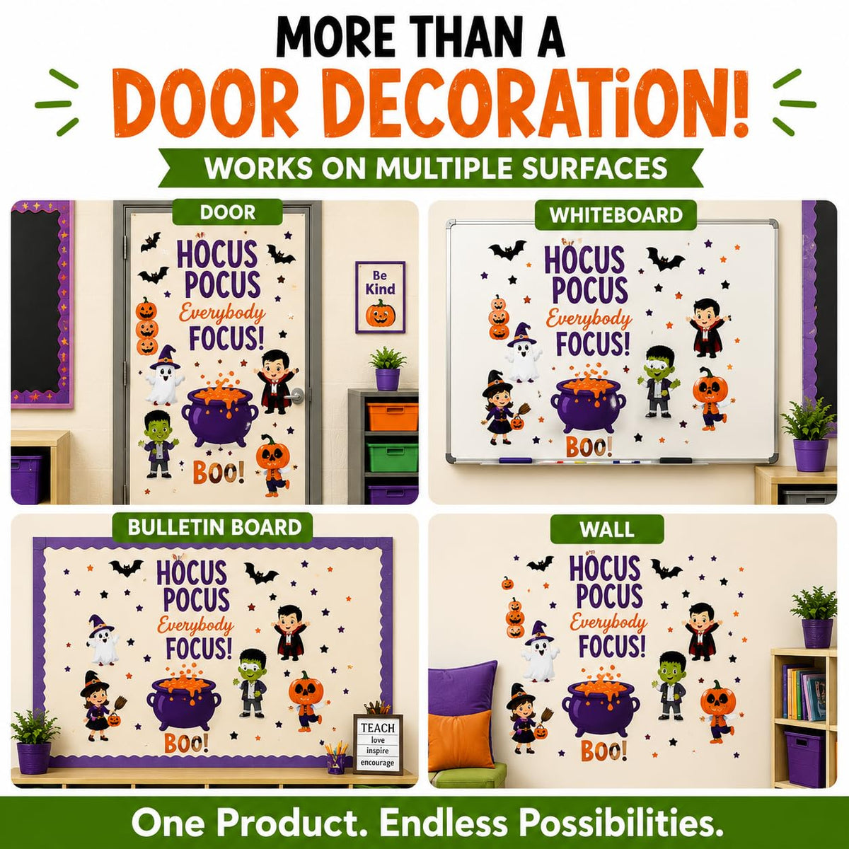 HELLO HALLWAY Classroom Door Decorations for Teachers, Halloween Theme | Reusable Peel &amp; Stick Classroom Door Decor Kit | Preschool, Pre-K &amp; Kindergarten Classroom Decor | Teacher Supplies