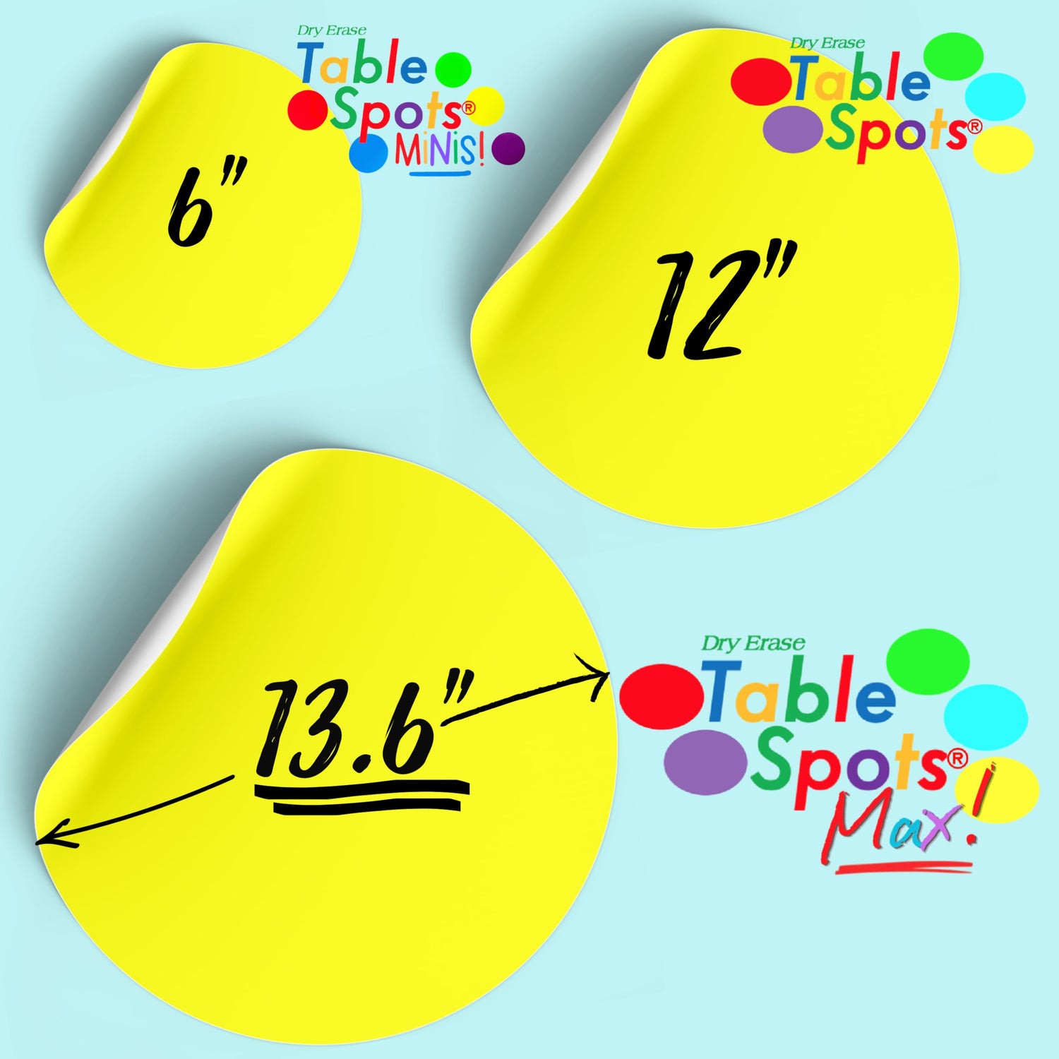 New Jumbo Dry Erase Circles | Table Spots Max 13.6" for Teachers Classroom Desks | 10 Pack Reusable Whiteboard Circle Dots, No Ghosting or Staining, Adhesive Desk Stickers Students Must Have