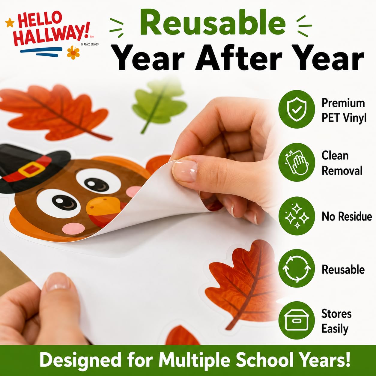 Hello Hallway Classroom Door Decorations for Teachers Seasonal Holiday 4-Pack Value | Peel &amp; Stick Reusable Door &amp; Whiteboard Decor | Preschool Pre-K Kindergarten | Teacher Supplies