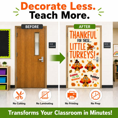 Hello Hallway Classroom Door Decorations for Teachers, Thanksgiving | Reusable Peel &amp; Stick Door &amp; Whiteboard Decor Kit | Preschool Pre-K Kindergarten Classroom Wall Decor