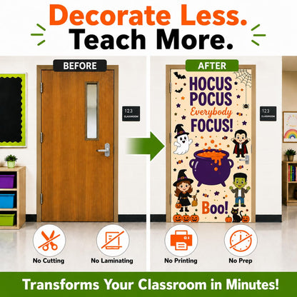 HELLO HALLWAY Classroom Door Decorations for Teachers, Halloween Theme | Reusable Peel &amp; Stick Classroom Door Decor Kit | Preschool, Pre-K &amp; Kindergarten Classroom Decor | Teacher Supplies