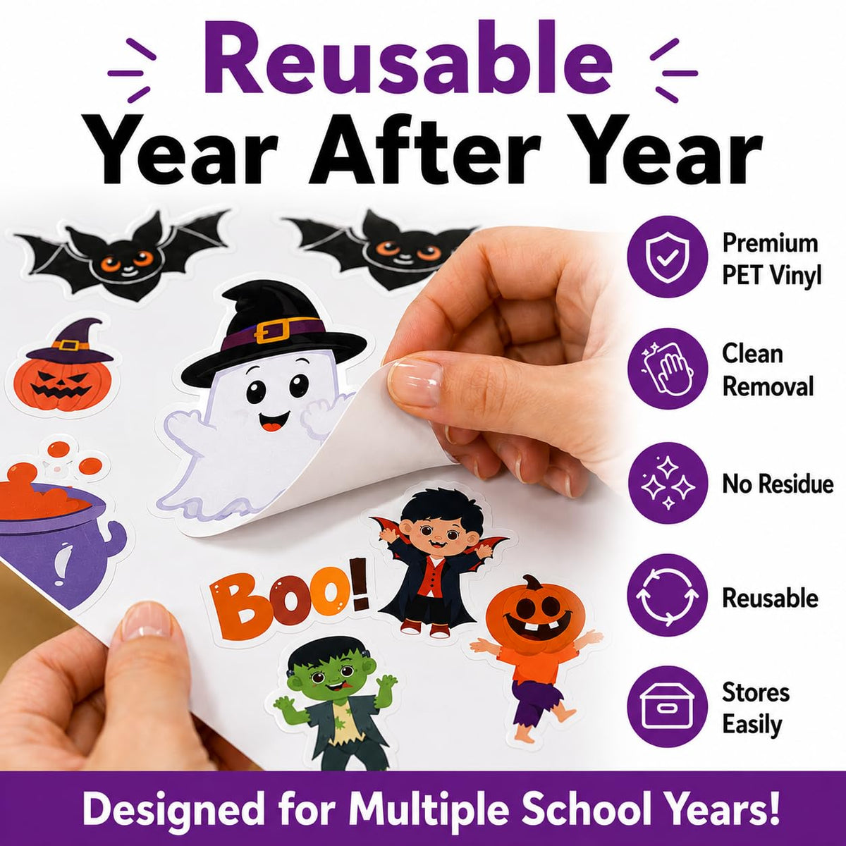 HELLO HALLWAY Classroom Door Decorations for Teachers, Halloween Theme | Reusable Peel &amp; Stick Classroom Door Decor Kit | Preschool, Pre-K &amp; Kindergarten Classroom Decor | Teacher Supplies