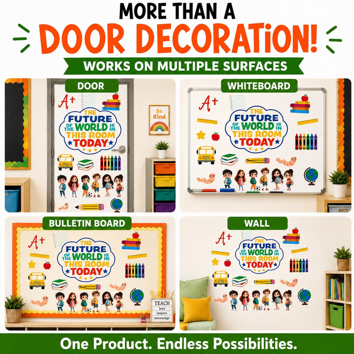 Hello Hallway Classroom Door Decorations for Teachers, Back to School | Reusable Peel &amp; Stick Door &amp; Whiteboard Decor Kit | Preschool Pre-K Kindergarten Classroom Decor | Teacher Supplies