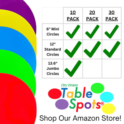 New Jumbo Dry Erase Circles | Table Spots Max 13.6" for Teachers Classroom Desks | 10 Pack Reusable Whiteboard Circle Dots, No Ghosting or Staining, Adhesive Desk Stickers Students Must Have