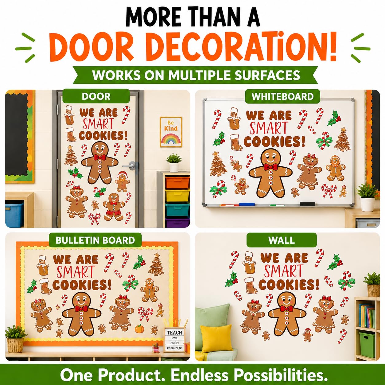 Hello Hallway Classroom Door Decorations for Teachers Seasonal Holiday 4-Pack Value | Peel &amp; Stick Reusable Door &amp; Whiteboard Decor | Preschool Pre-K Kindergarten | Teacher Supplies