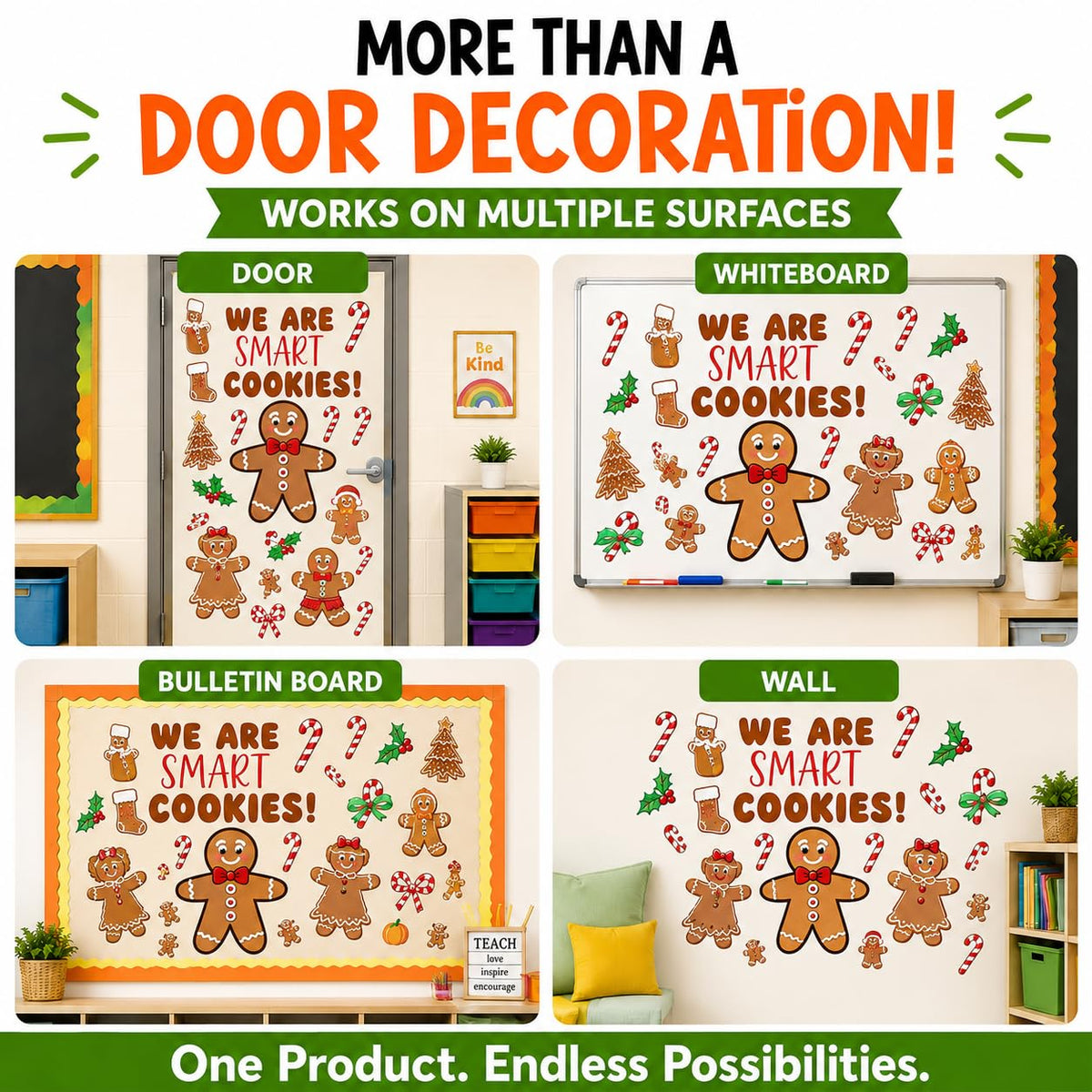 Hello Hallway Classroom Door Decorations for Teachers, Christmas | Reusable Peel &amp; Stick Door &amp; Whiteboard Decor Kit | Preschool Pre-K Kindergarten Classroom Decor | Teacher Supplies