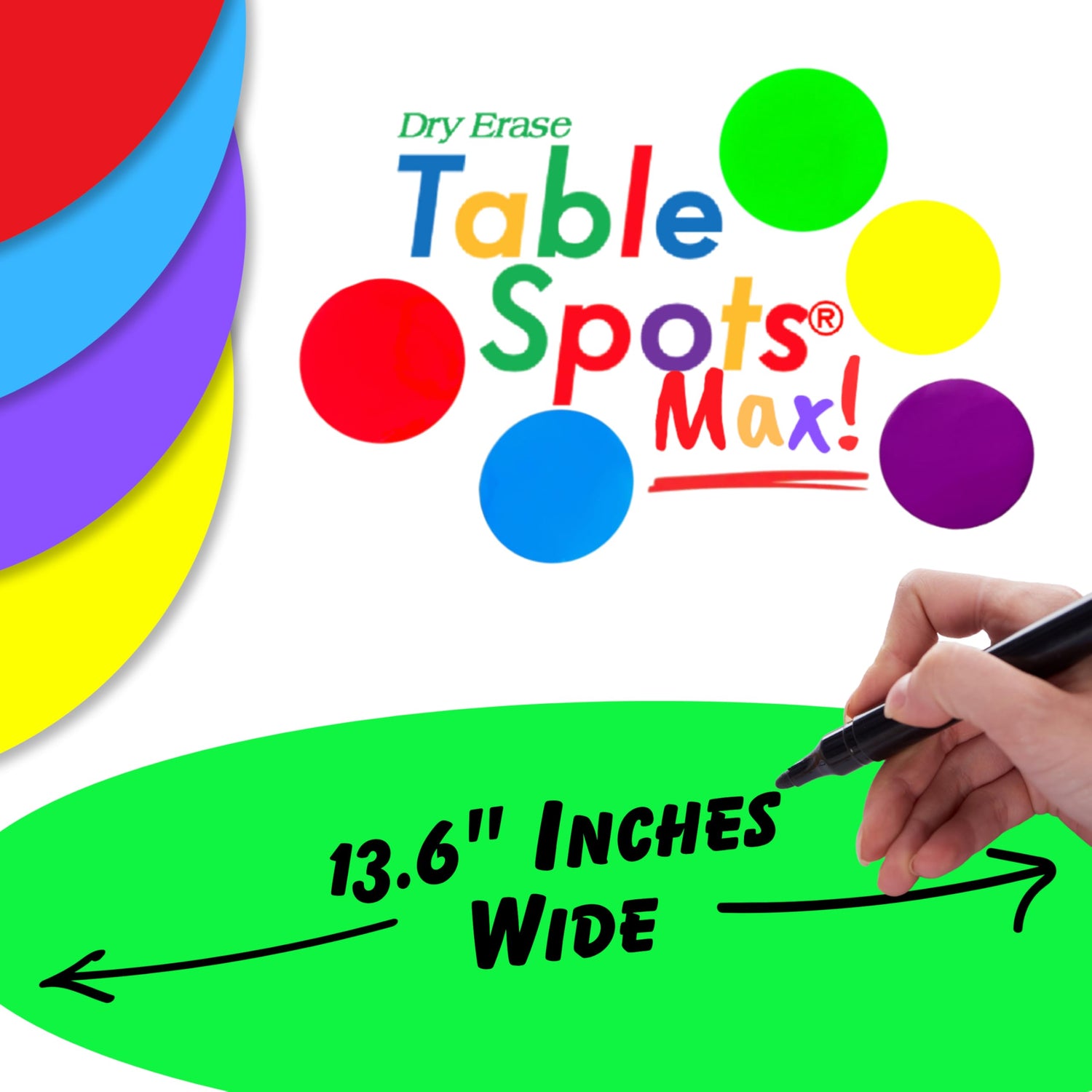 New Jumbo Dry Erase Circles | Table Spots Max 13.6" for Teachers Classroom Desks | 10 Pack Reusable Whiteboard Circle Dots, No Ghosting or Staining, Adhesive Desk Stickers Students Must Have