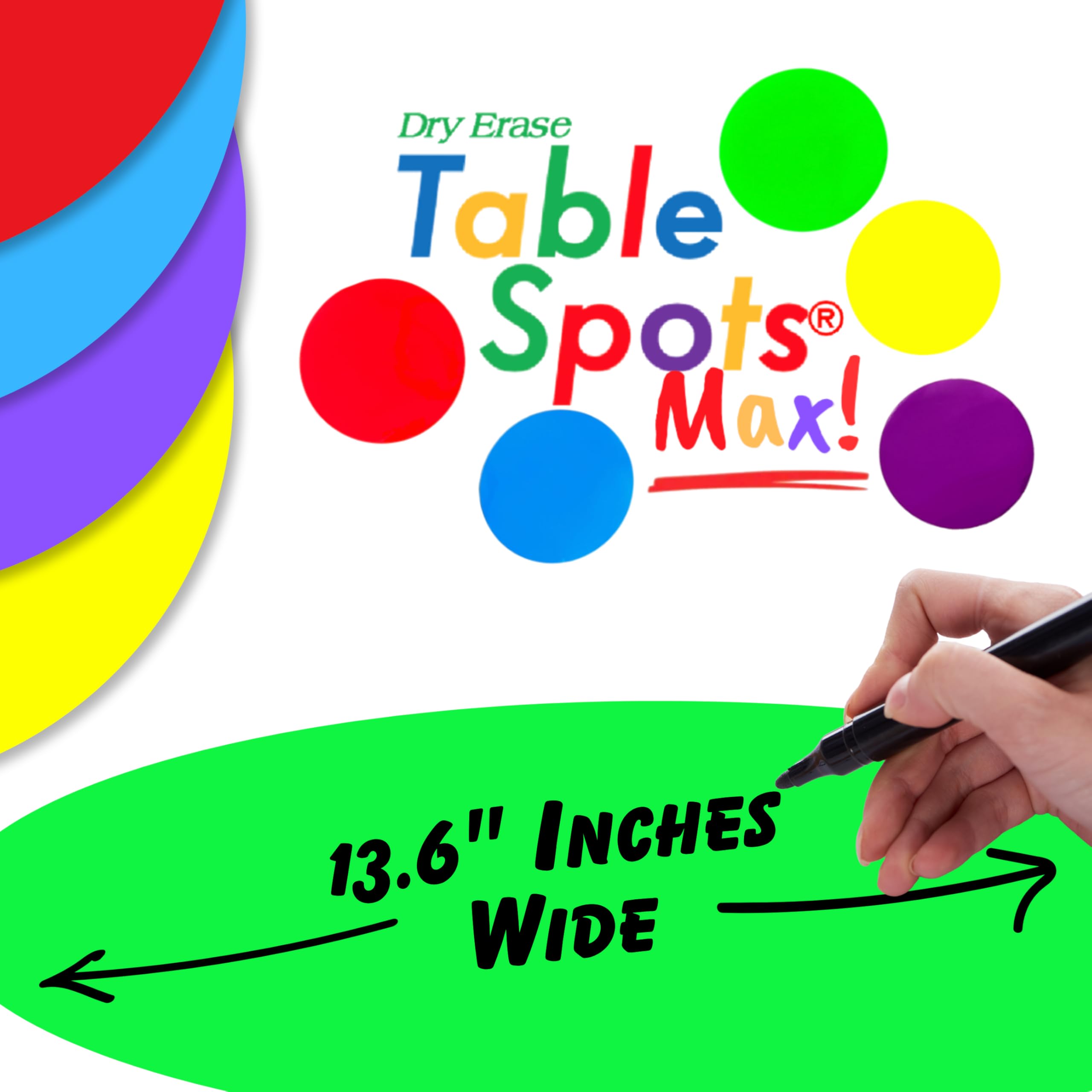 New Jumbo Dry Erase Circles | Table Spots Max 13.6" for Teachers Classroom Desks | 10 Pack Reusable Whiteboard Circle Dots, No Ghosting or Staining, Adhesive Desk Stickers Students Must Have