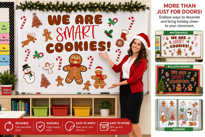 Hello Hallway Classroom Door Decorations for Teachers, Christmas | Reusable Peel &amp; Stick Door &amp; Whiteboard Decor Kit | Preschool Pre-K Kindergarten Classroom Decor | Teacher Supplies