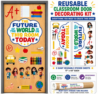 Hello Hallway Classroom Door Decorations for Teachers, Back to School | Reusable Peel &amp; Stick Door &amp; Whiteboard Decor Kit | Preschool Pre-K Kindergarten Classroom Decor | Teacher Supplies