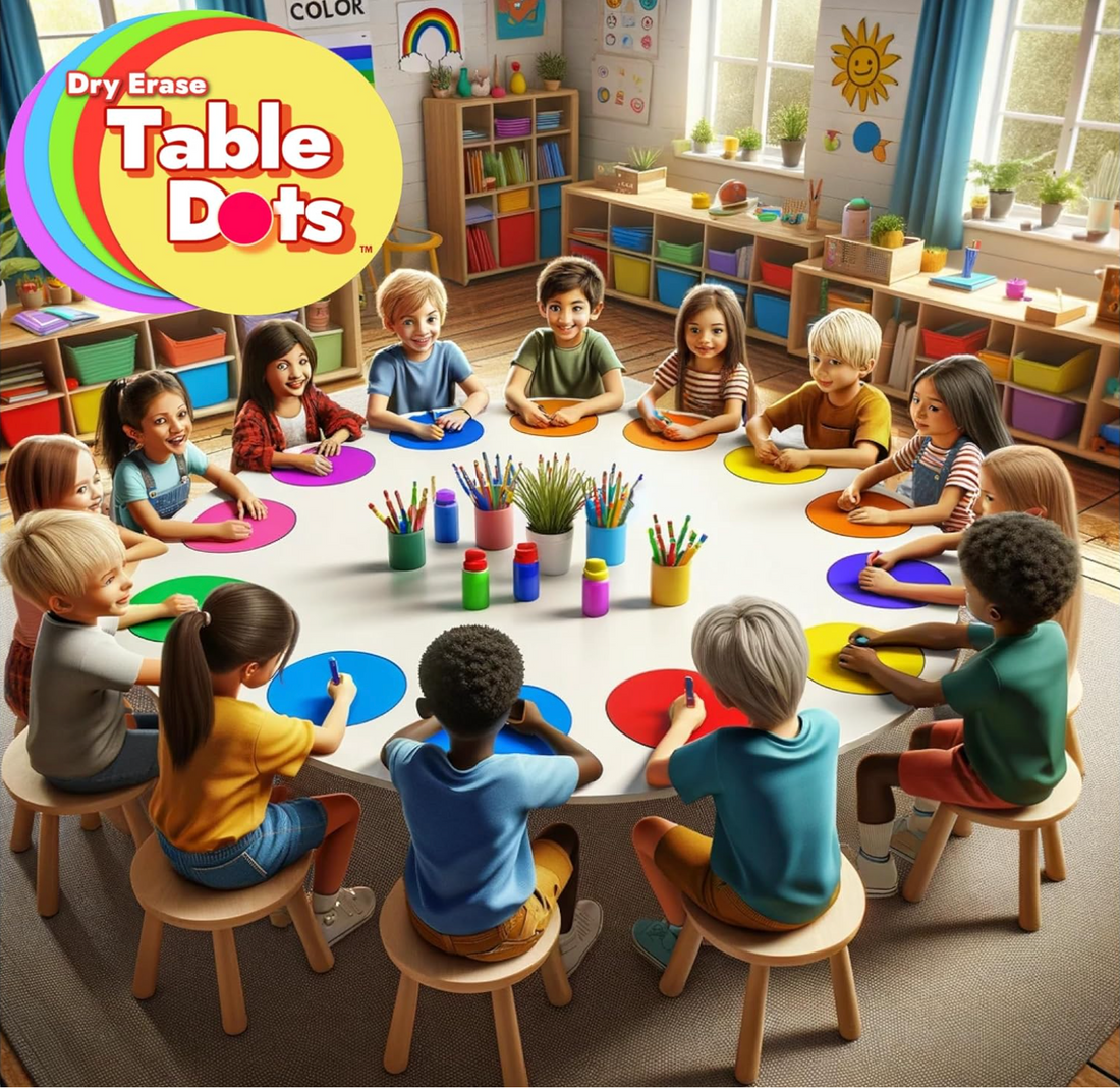 TABLE DOTS for Teachers 30 PACK | 12&quot; PVC Vinyl Stickers, 5 Colors
