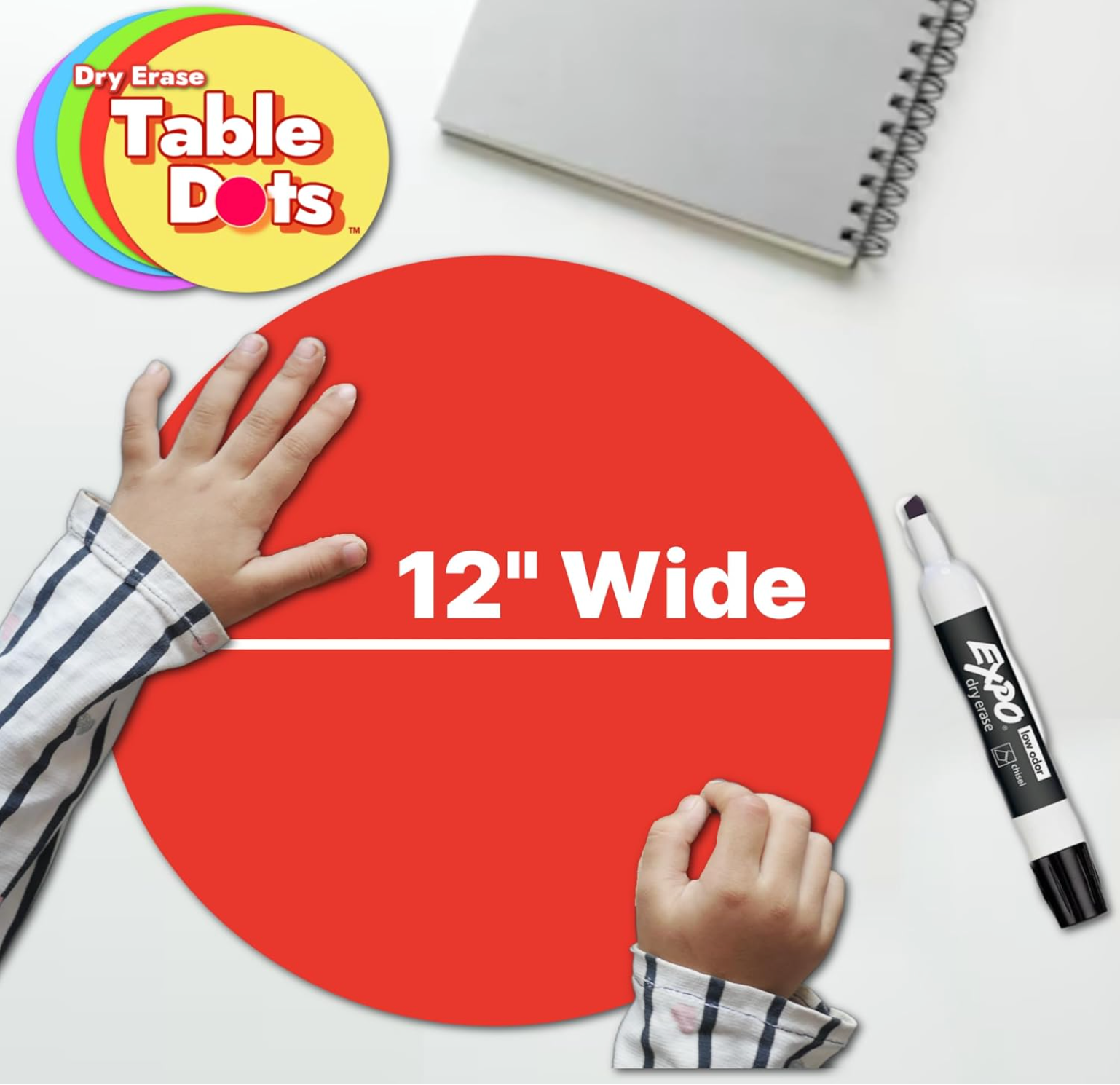 TABLE DOTS for Teachers 10 PACK | 12&quot; PVC Vinyl Stickers, 5 Colors