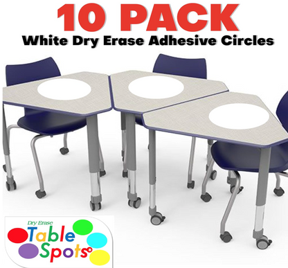 The Original TABLE SPOTS for Teachers - WHITE 10 PACK | No Staining, No Shadowing!