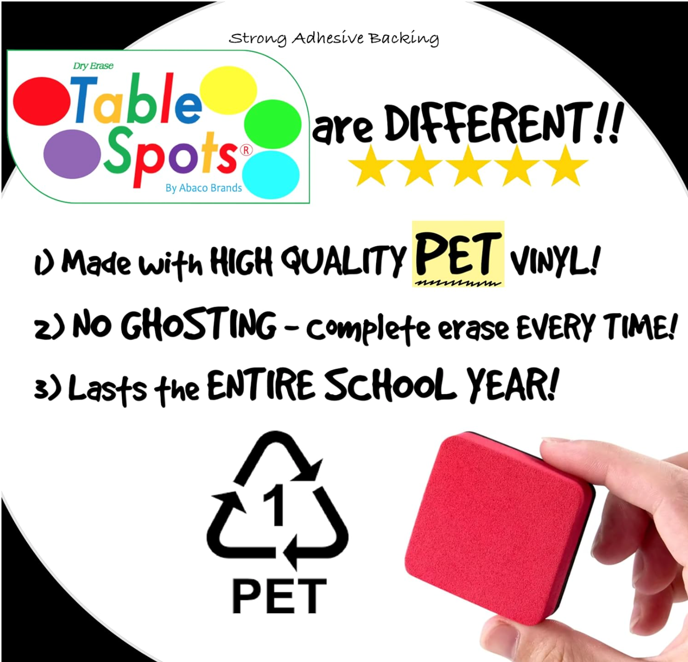 The Original TABLE SPOTS for Teachers - WHITE 10 PACK | No Staining, No Shadowing!