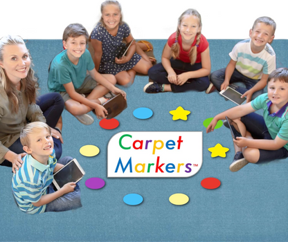 Carpet Markers 36 PACK | 30 CIRCLES, 5 COLORS, 6 GOLD STARS w/ BONUS PERMANENT MARKER