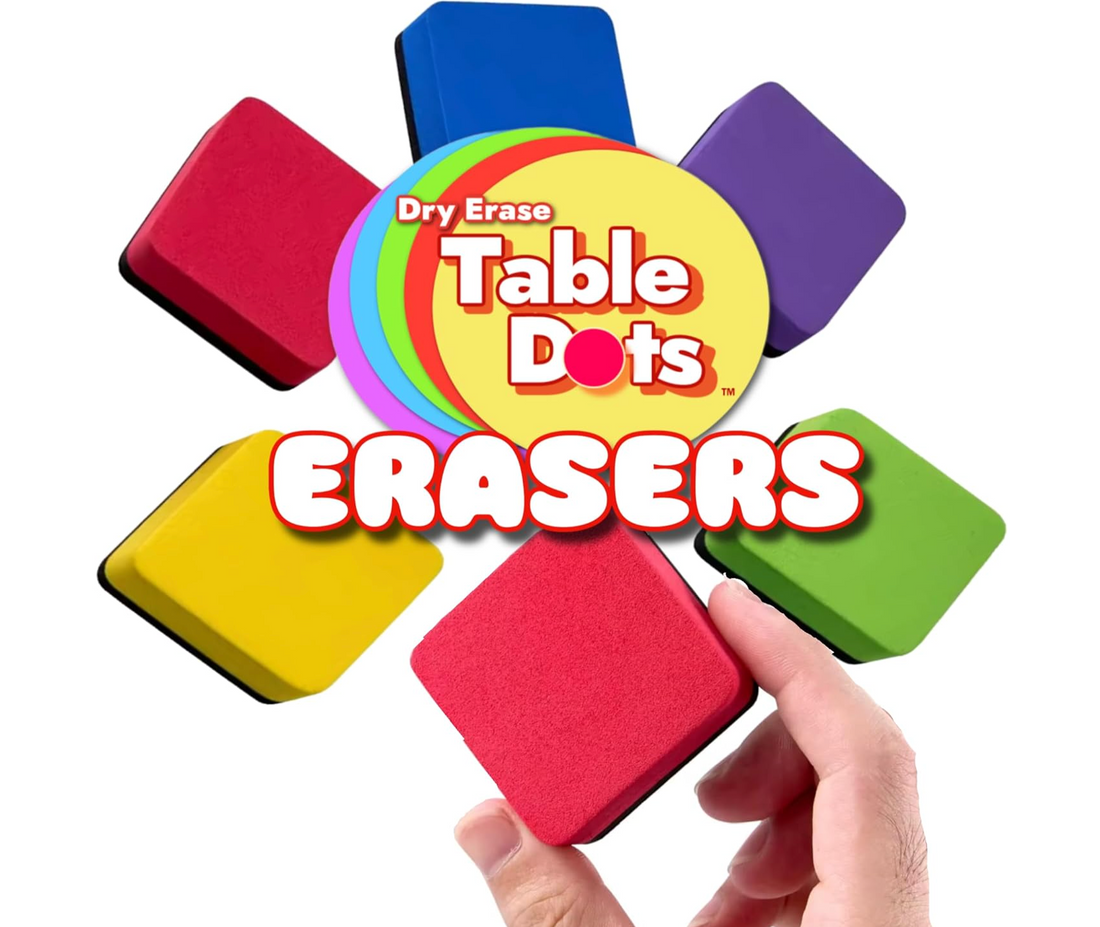 10 Pack Erasers Dry Erase Magnetic, 5 Bright Colors | Use With Table Spots and Table Dots