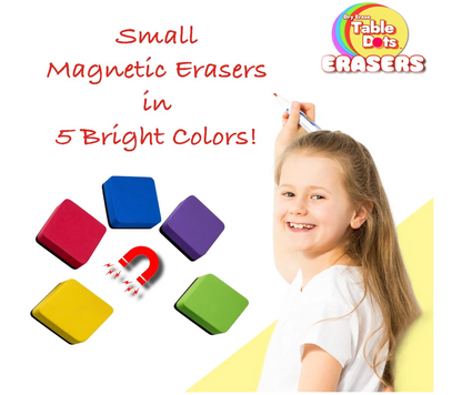 10 Pack Erasers Dry Erase Magnetic, 5 Bright Colors | Use With Table Spots and Table Dots