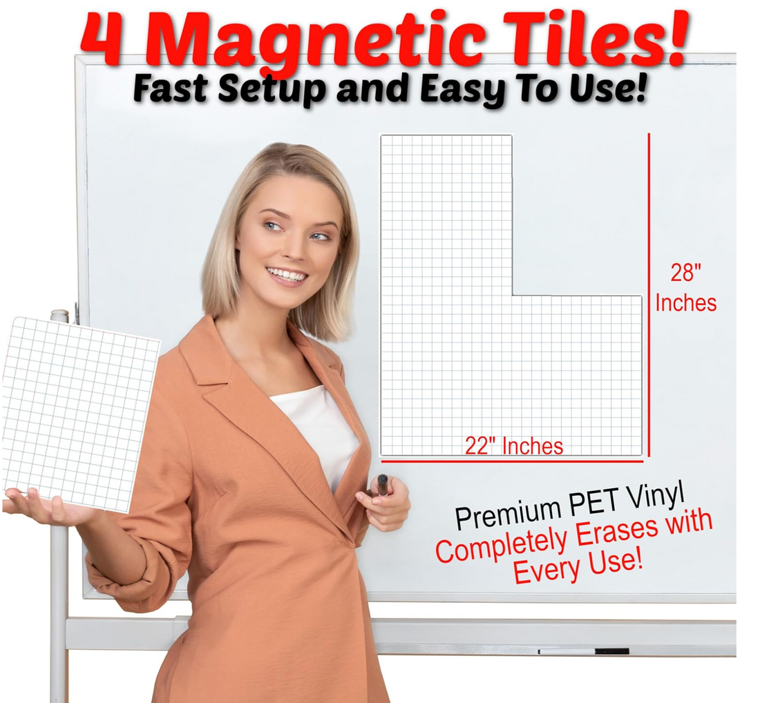 MagnaSheet Squares | 4 Panel Jumbo Graph Paper 22x28 Inches
