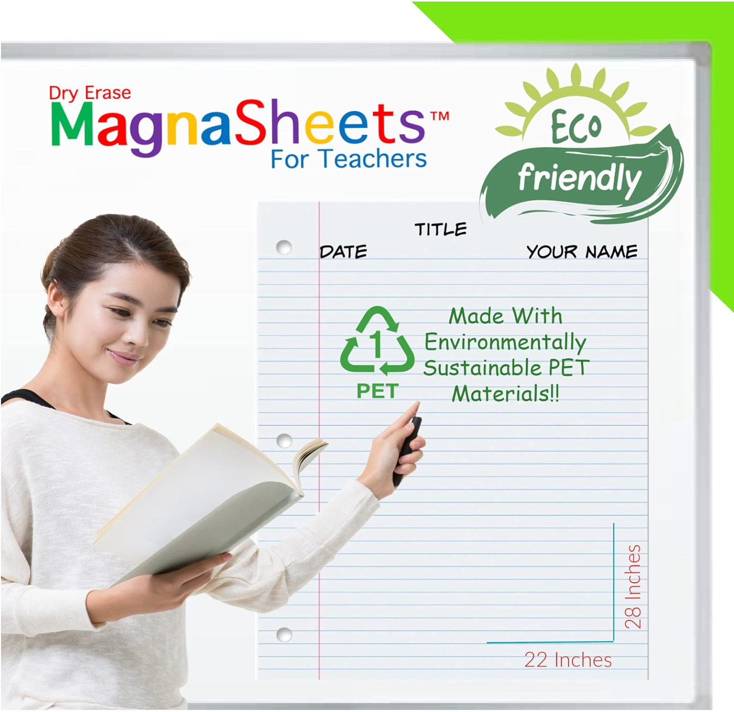 MagnaSheets - Jumbo Sized Magnetic Notebook Paper 22x28 Inches