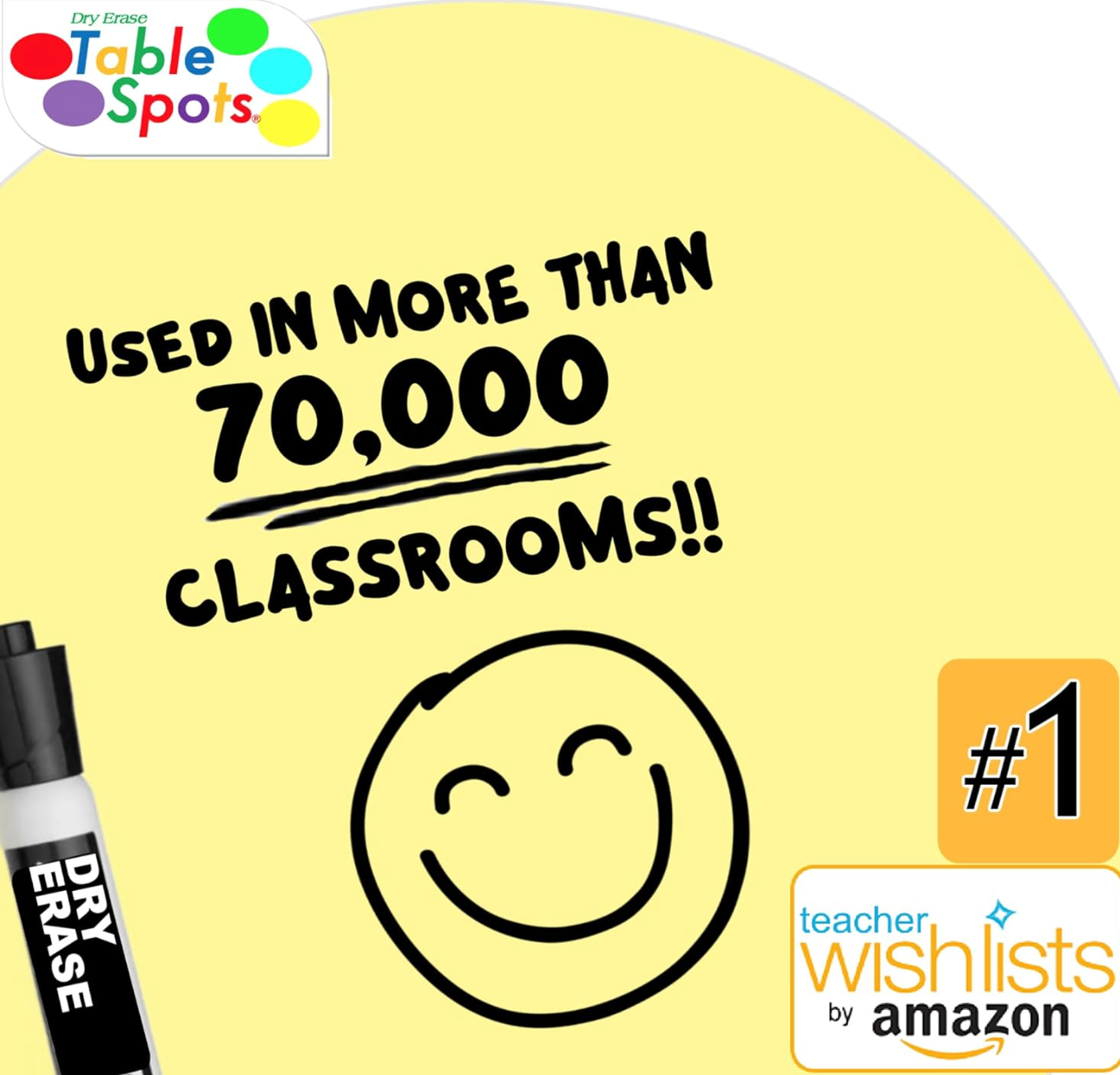 The Original TABLE SPOTS for Teachers | 10 PACK PET Vinyl - Complete Erase!