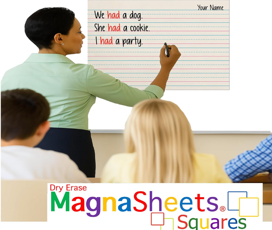 MagnaSheet Squares | 4 Panel Jumbo Magnetic Dry Erase Handwriting Paper