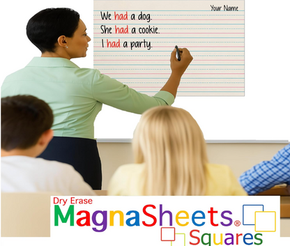 MagnaSheet Squares | 4 Panel Jumbo Magnetic Dry Erase Handwriting Paper