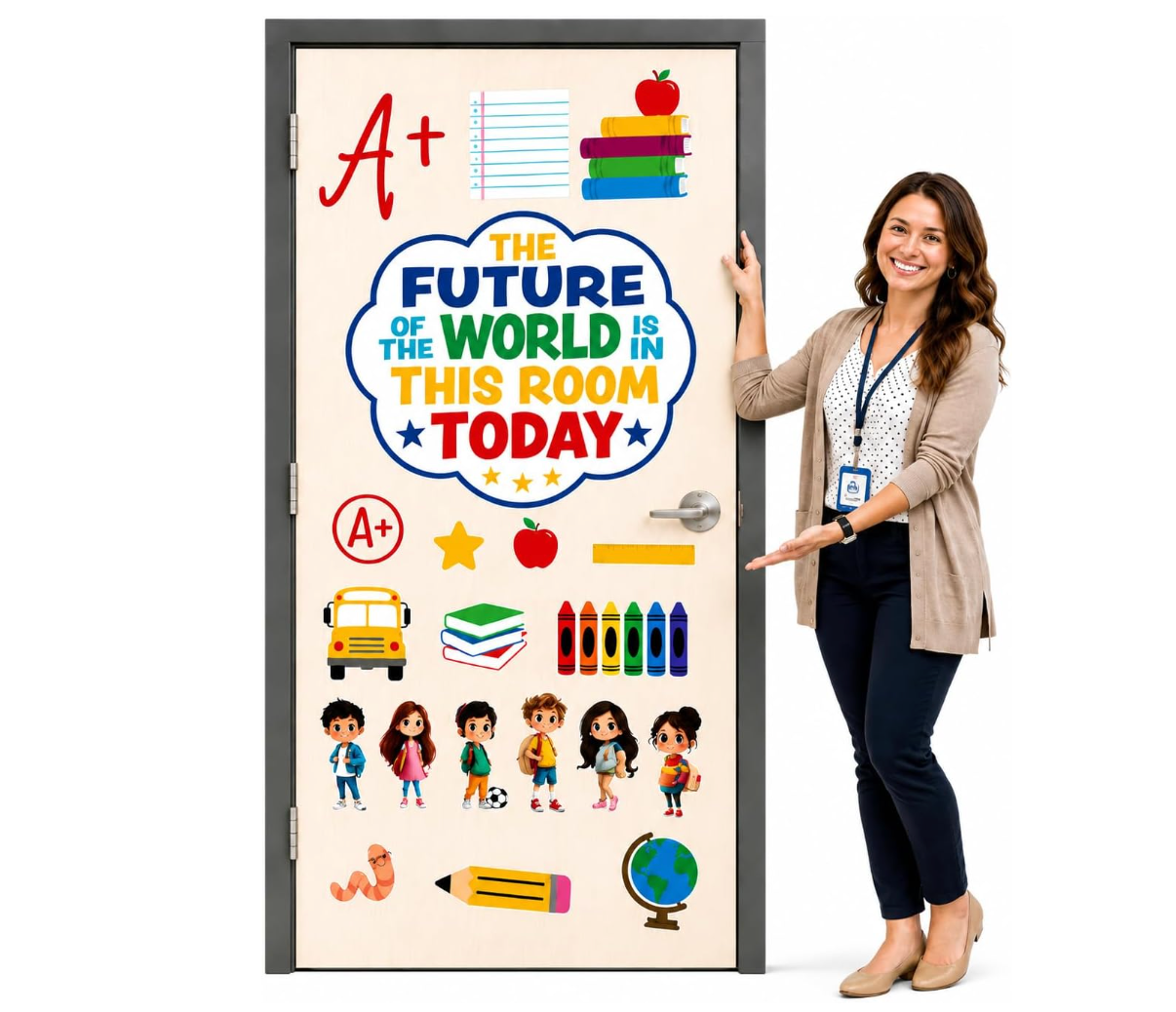 Hello Hallway Classroom Door Decorations for Teachers, Back to School | Reusable Peel &amp; Stick Door &amp; Whiteboard Decor Kit | Preschool Pre-K Kindergarten Classroom Decor | Teacher Supplies