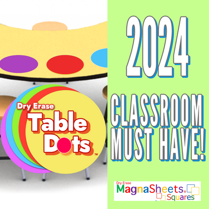 TABLE DOTS for Teachers 30 PACK | 12&quot; PVC Vinyl Stickers, 5 Colors