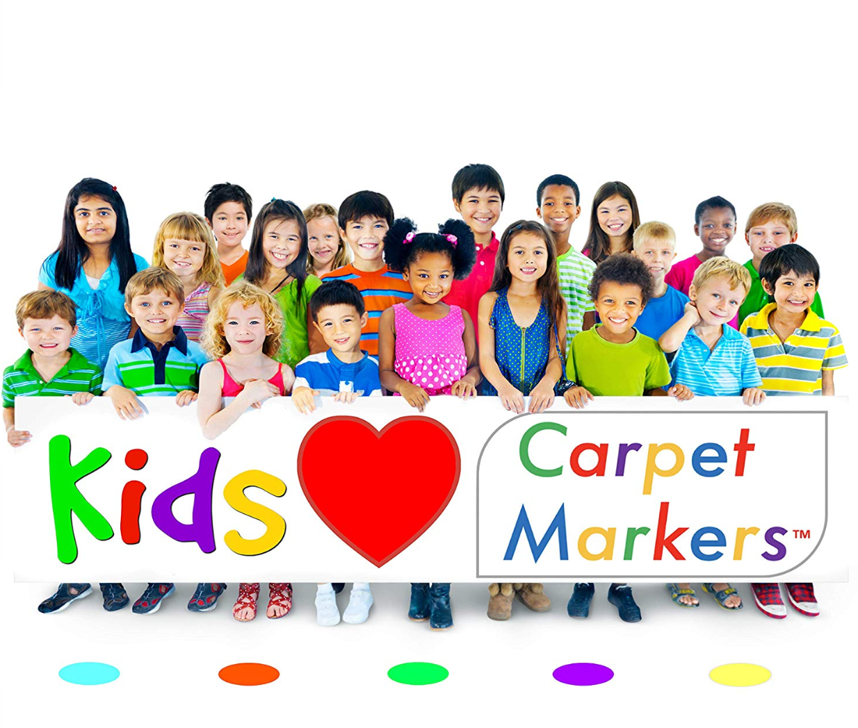 Carpet Markers 30 PACK CIRCLES, 5 COLORS w/ BONUS PERMANENT MARKER